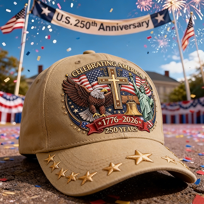 Eagle & Liberty & Cross United States 250th Anniversary 3D Embroidery Hat