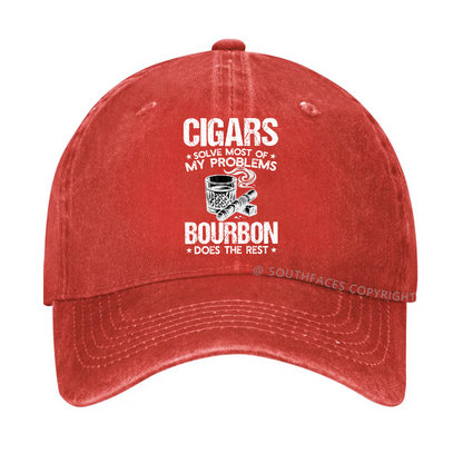 Cigars Solve Most Of My Problems Bourbon Does The Rest Hat