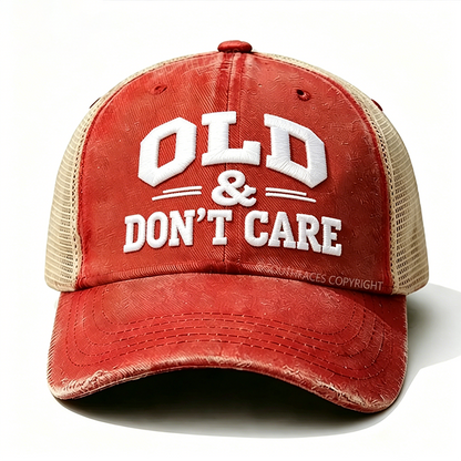 Embroidered ¡°Old & Don't Care ¡±Trucker Cap