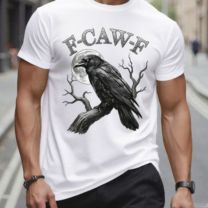 Black Crow, F-Caw-F Funny Black Bird Moon Gothic Adult Humor T-Shirt