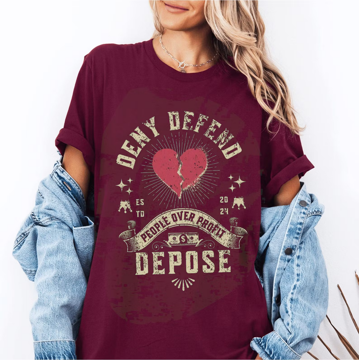 Deny Defend Depose People over Profits Unisex T-shirt/Crewneck/Hoodie