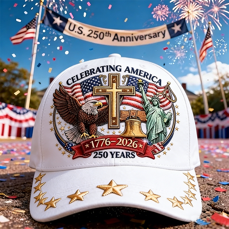 Eagle & Liberty & Cross United States 250th Anniversary 3D Embroidery Hat
