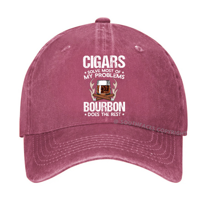 Cigars Solve Most Of My Problems Bourbon Does The Rest Hat