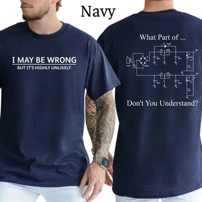 I May Be Wrong Funny Slogan T-Shirt, Sarcastic Slogan Shirts Funny, Minimalist Novelty Tee, Men's Gifts, Casual Menswear, For Men
