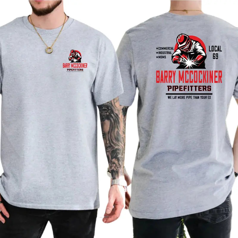 BARRY MCCOCKINER PIPEFITTERS LOCAL 69 Funny T-Shirt, Crude Union Joke Graphic Tee, Blue Collar Humor Apparel, Ironic Tshirt, Gen Z Humor Tee, Casual Menswear, For Men