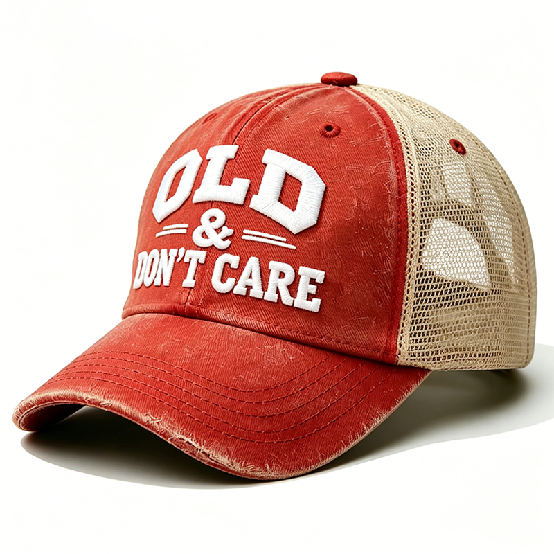 Embroidered ¡°Old & Don't Care ¡±Trucker Cap