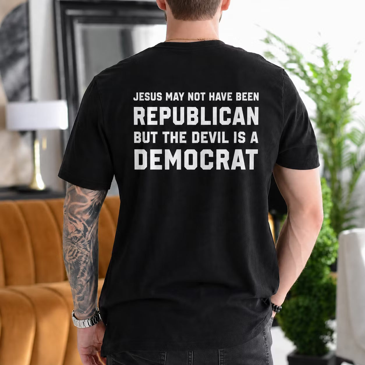 Graphic Shirt, Jesus May Not Have Been Republican but the Devil Is a Democrat Gift Unisex T-shirt/Crewneck/Hoodie