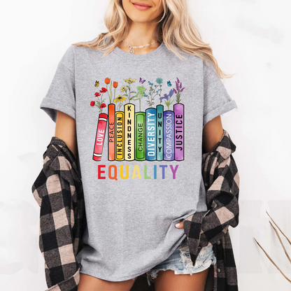 Equality Shirt, Book Flower Unisex T-shirt/Crewneck/Hoodie