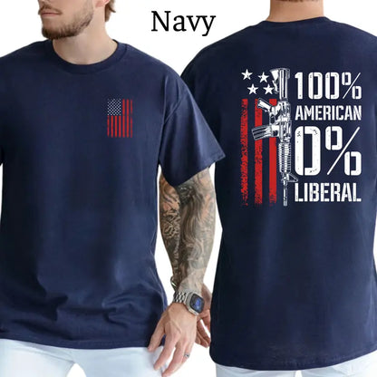 100% American 0% Liberal T-Shirt, Mens Shirts Funny, Conservative Political Graphics Tee, Patriotism Graphics Shirt, Men's Gifts, Casual Menswear, For Men