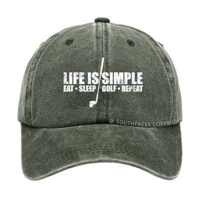 Life is simple eat sleep golf repeat hat