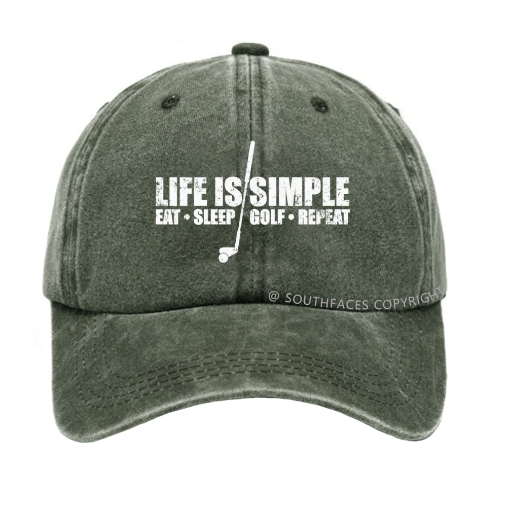 Life is simple eat sleep golf repeat hat