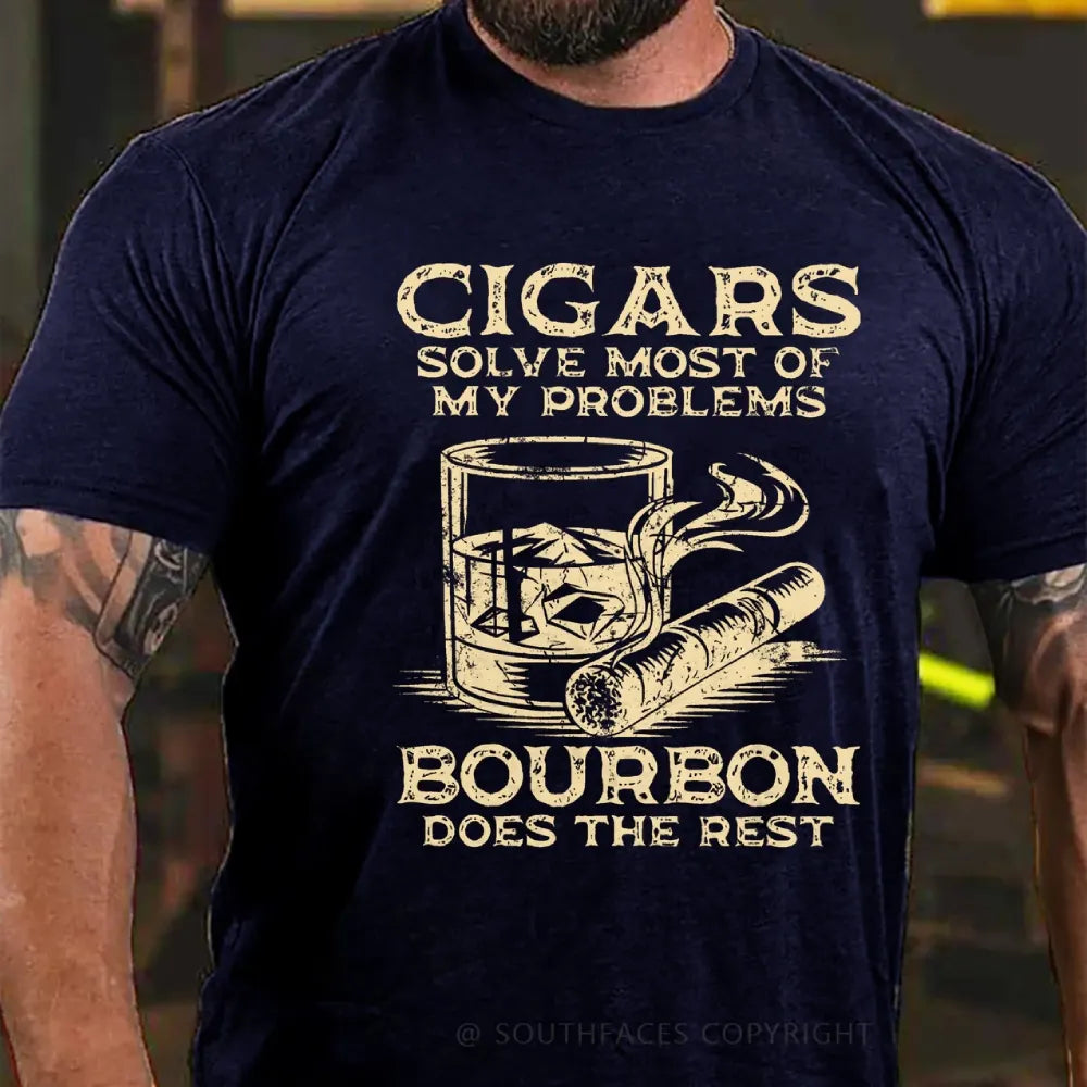 Cigars Solve Most Of My Problems Bourbon Solves The Rest T-Shirt