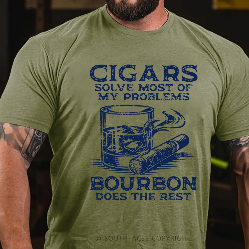 Cigars Solve Most Of My Problems Bourbon Solves The Rest T-Shirt