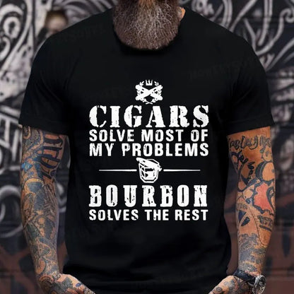 Cigars Solve Most Of My Problems Whiskey Does The Rest T-Shirt