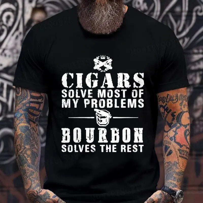 Cigars Solve Most Of My Problems Whiskey Does The Rest T-Shirt