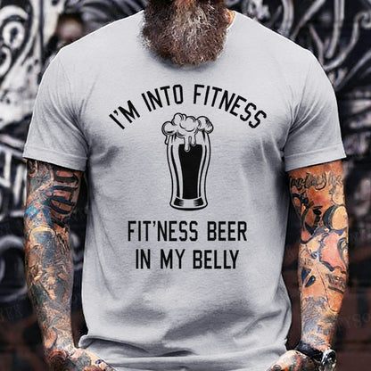 I'm Into Fitness Fitting This Beer in My Belly Graphic Men's T-Shirts