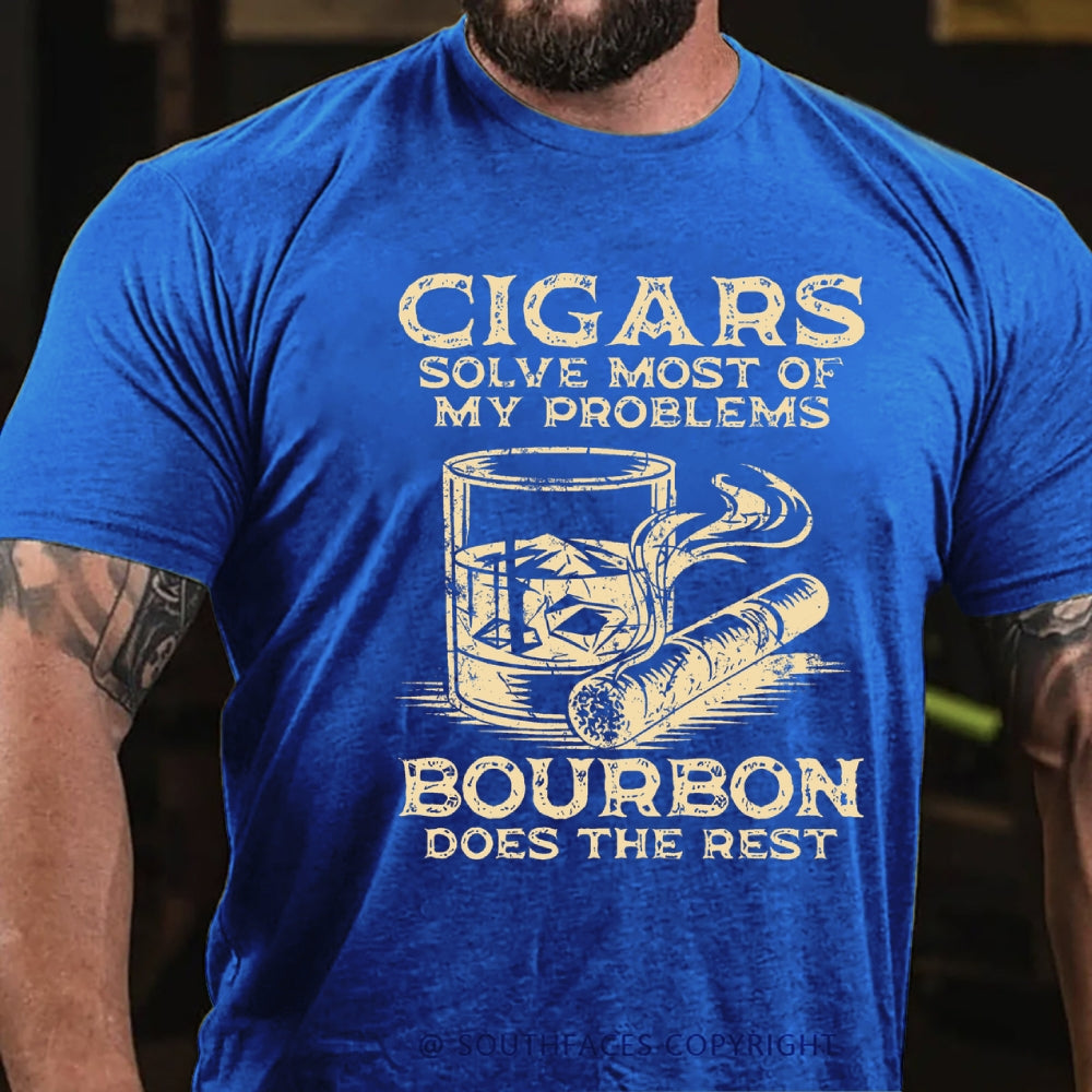 Cigars Solve Most Of My Problems Bourbon Solves The Rest T-Shirt