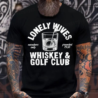 Lonely Wives Whiskey And Golf Club Funny T-Shirts