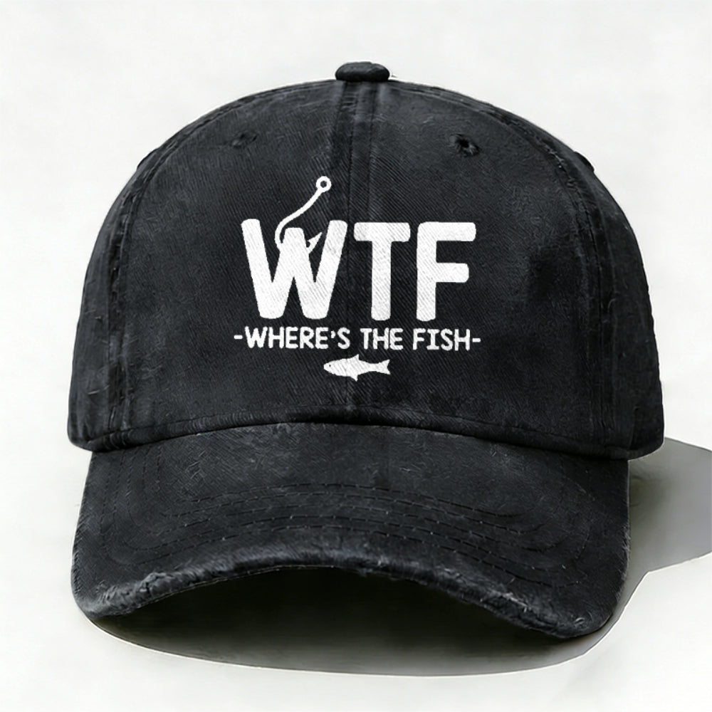WTF - Where's The Fish Funny Print Hat