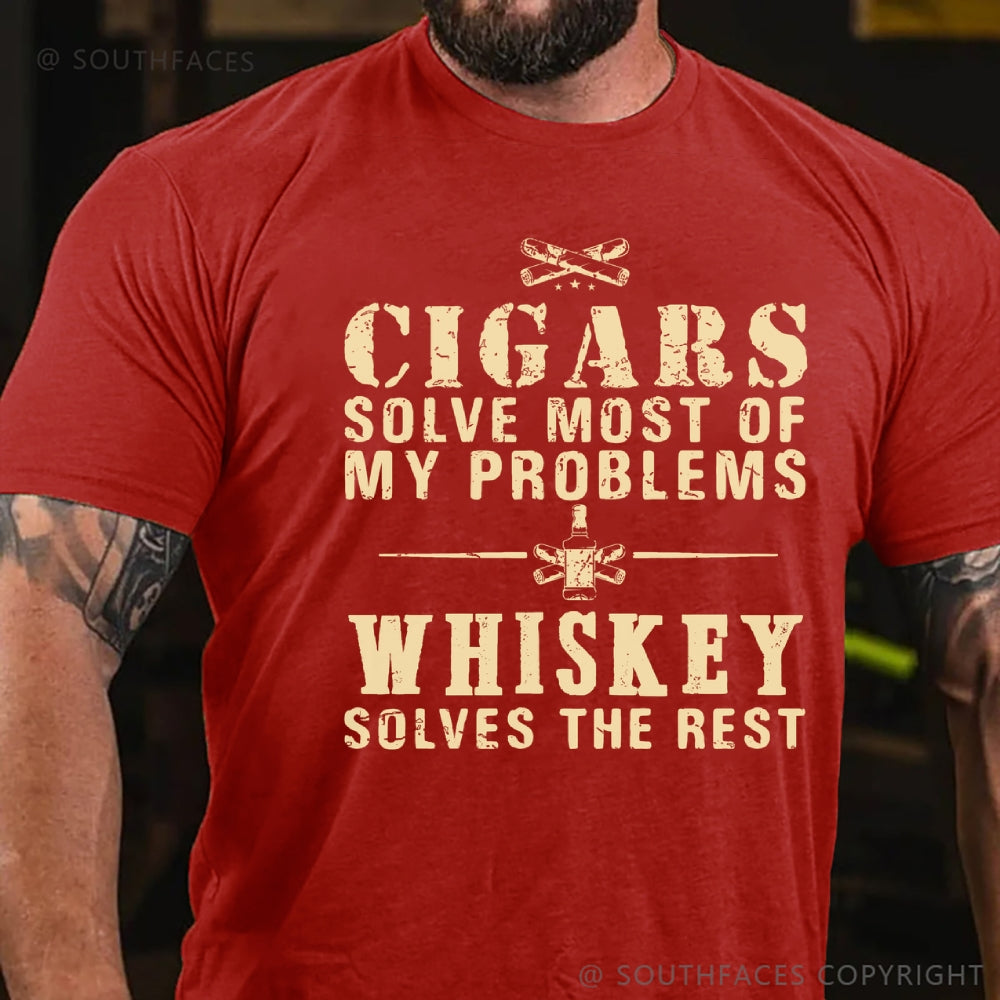 Cigars Solve Most Of My Problems Whiskey Solves The Rest T-Shirt