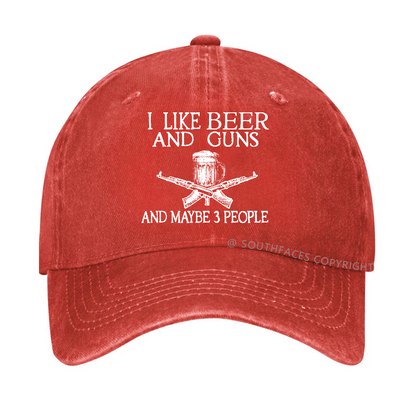 I Like Beer And Guns And Maybe 3 People Funny Custom Hats