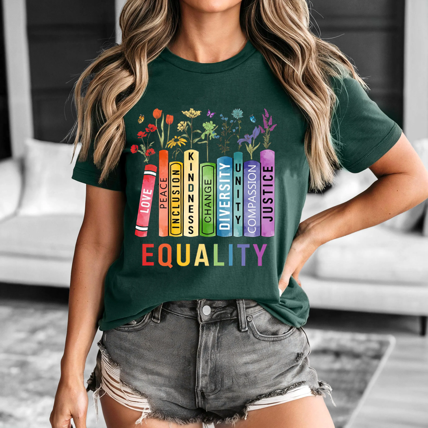 Equality Shirt, Book Flower Unisex T-shirt/Crewneck/Hoodie