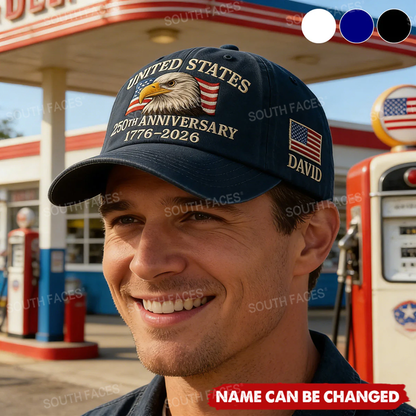 Personalized Embroidered-Style Caps: Customizable with Name and Color | U.S. Bicentennial Commemorative Gift