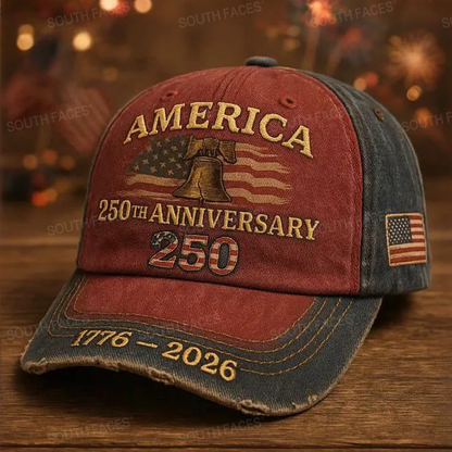 America 250th Anniversary 1776-2026 Embroidered Baseball Cap