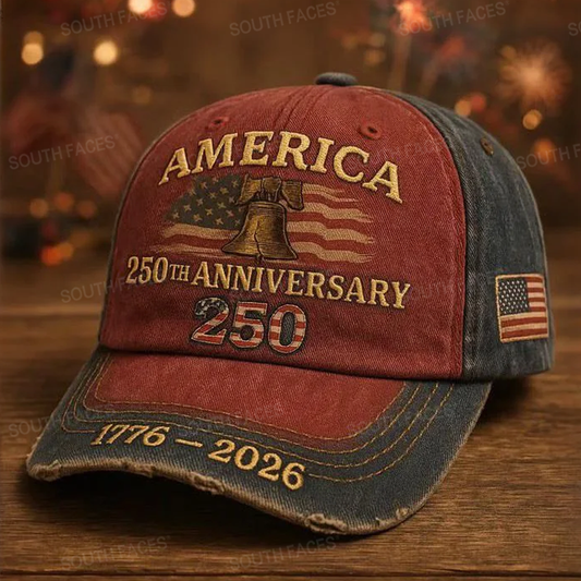 America 250th Anniversary 1776-2026 Embroidered Baseball Cap