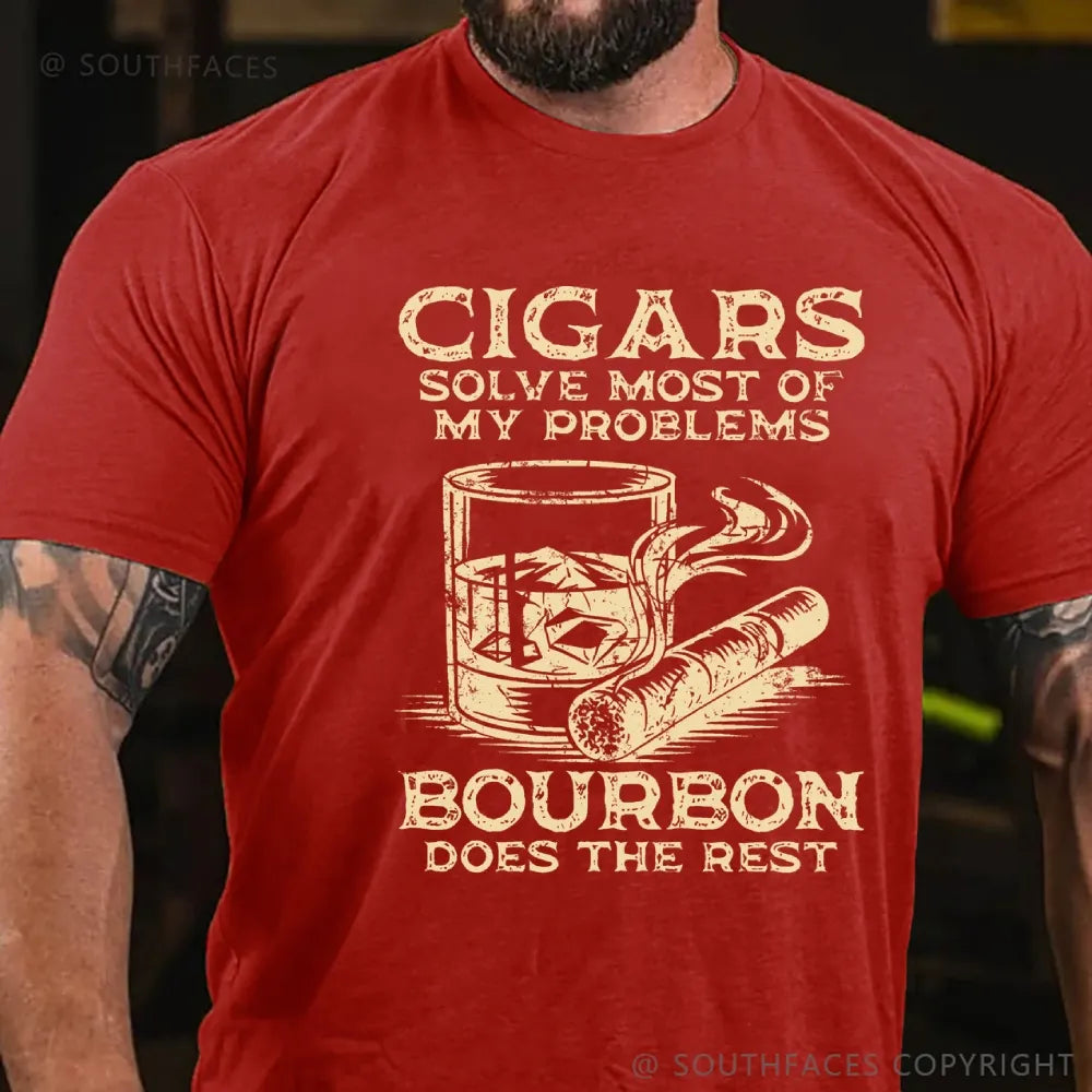 Cigars Solve Most Of My Problems Bourbon Solves The Rest T-Shirt