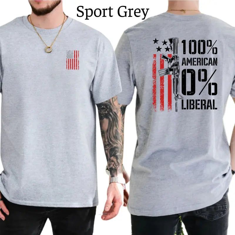 100% American 0% Liberal T-Shirt, Mens Shirts Funny, Conservative Political Graphics Tee, Patriotism Graphics Shirt, Men's Gifts, Casual Menswear, For Men