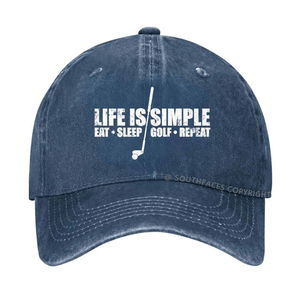 Life is simple eat sleep golf repeat hat
