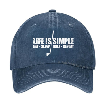 Life is simple eat sleep golf repeat hat
