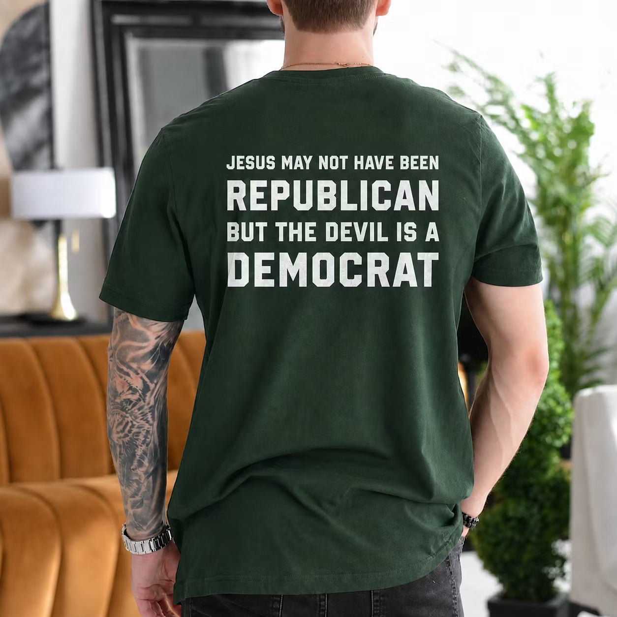 Graphic Shirt, Jesus May Not Have Been Republican but the Devil Is a Democrat Gift Unisex T-shirt/Crewneck/Hoodie