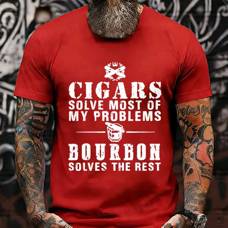 Cigars Solve Most Of My Problems Whiskey Does The Rest T-Shirt