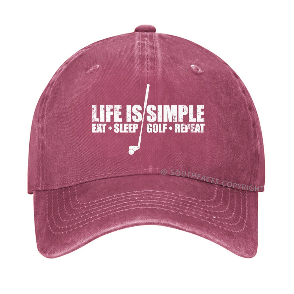 Life is simple eat sleep golf repeat hat