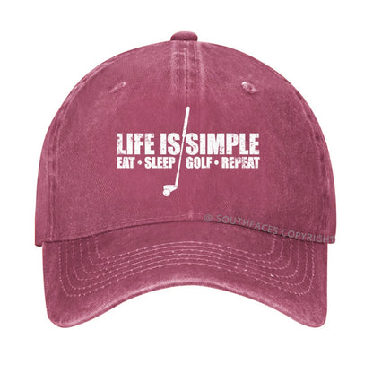 Life is simple eat sleep golf repeat hat