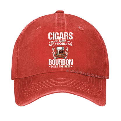 Cigars Solve Most Of My Problems Bourbon Does The Rest Hat