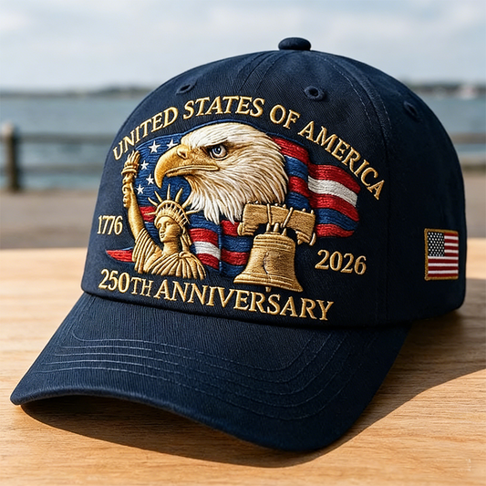 Personalized Vintage Embroidered Baseball Cap Celebrating the 250th Anniversary of the United States¡ªCustom Name and Flag