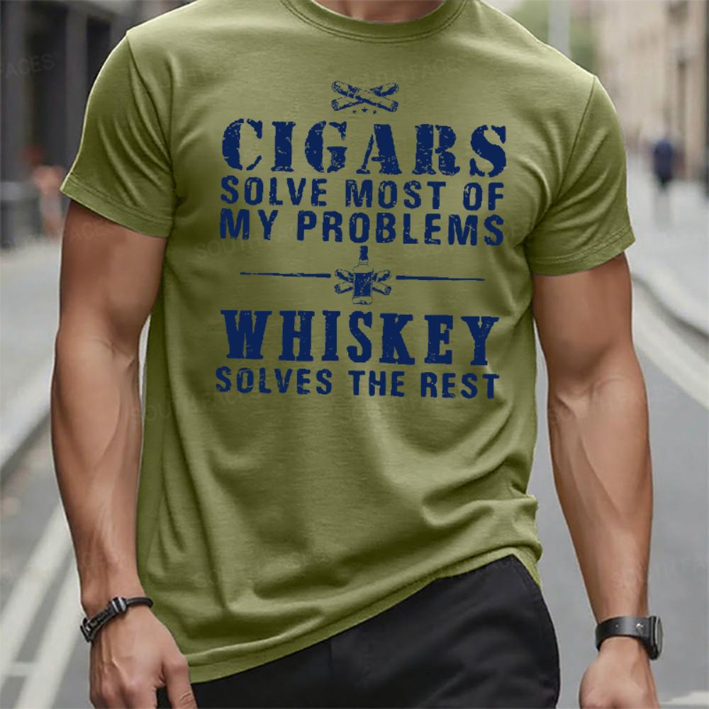 Cigars Solve Most Of My Problems Whiskey Solves The Rest T-Shirt
