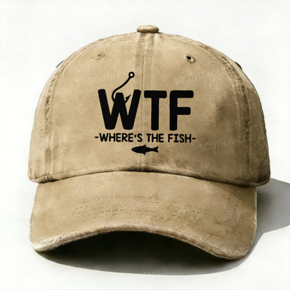 WTF - Where's The Fish Funny Print Hat