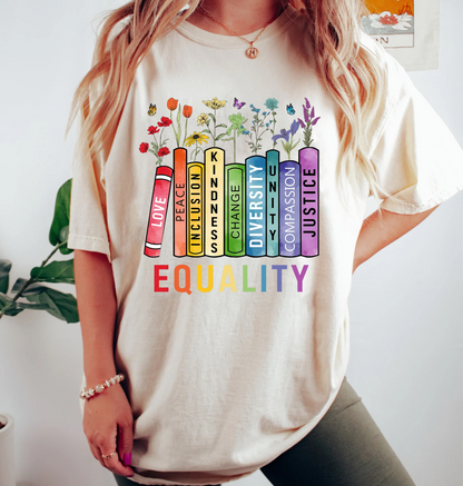 Equality Shirt, Book Flower Unisex T-shirt/Crewneck/Hoodie