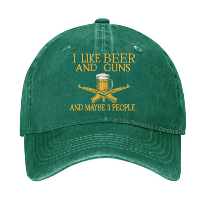 I Like Beer And Guns And Maybe 3 People Funny Custom Hats