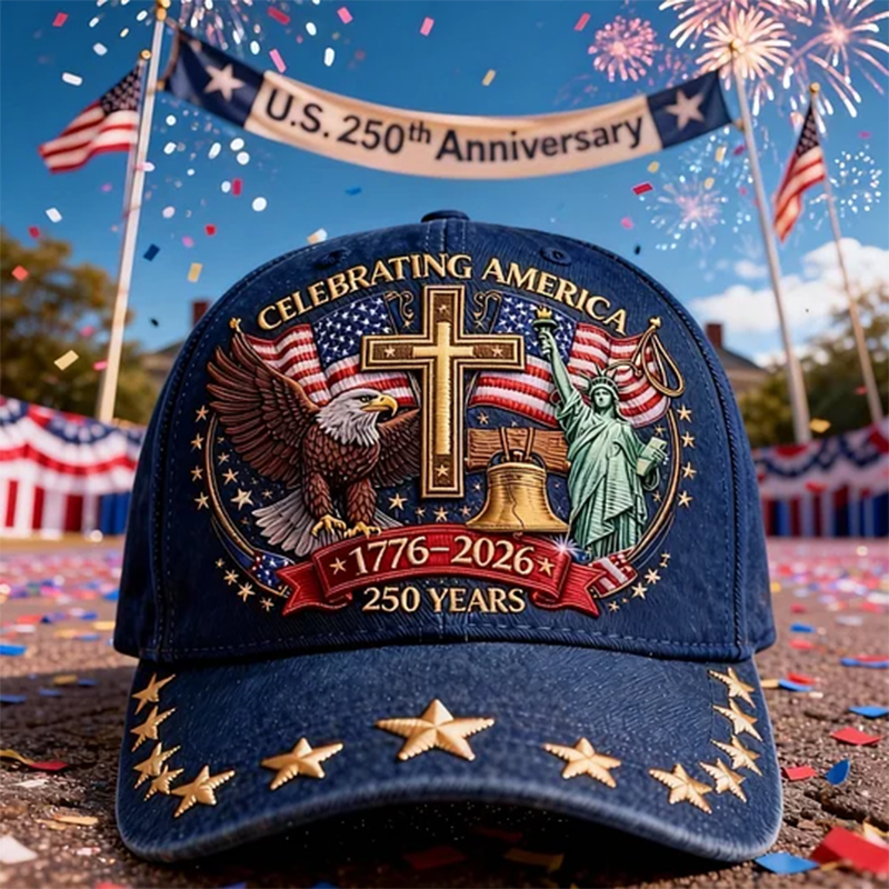 Eagle & Liberty & Cross United States 250th Anniversary 3D Embroidery Hat