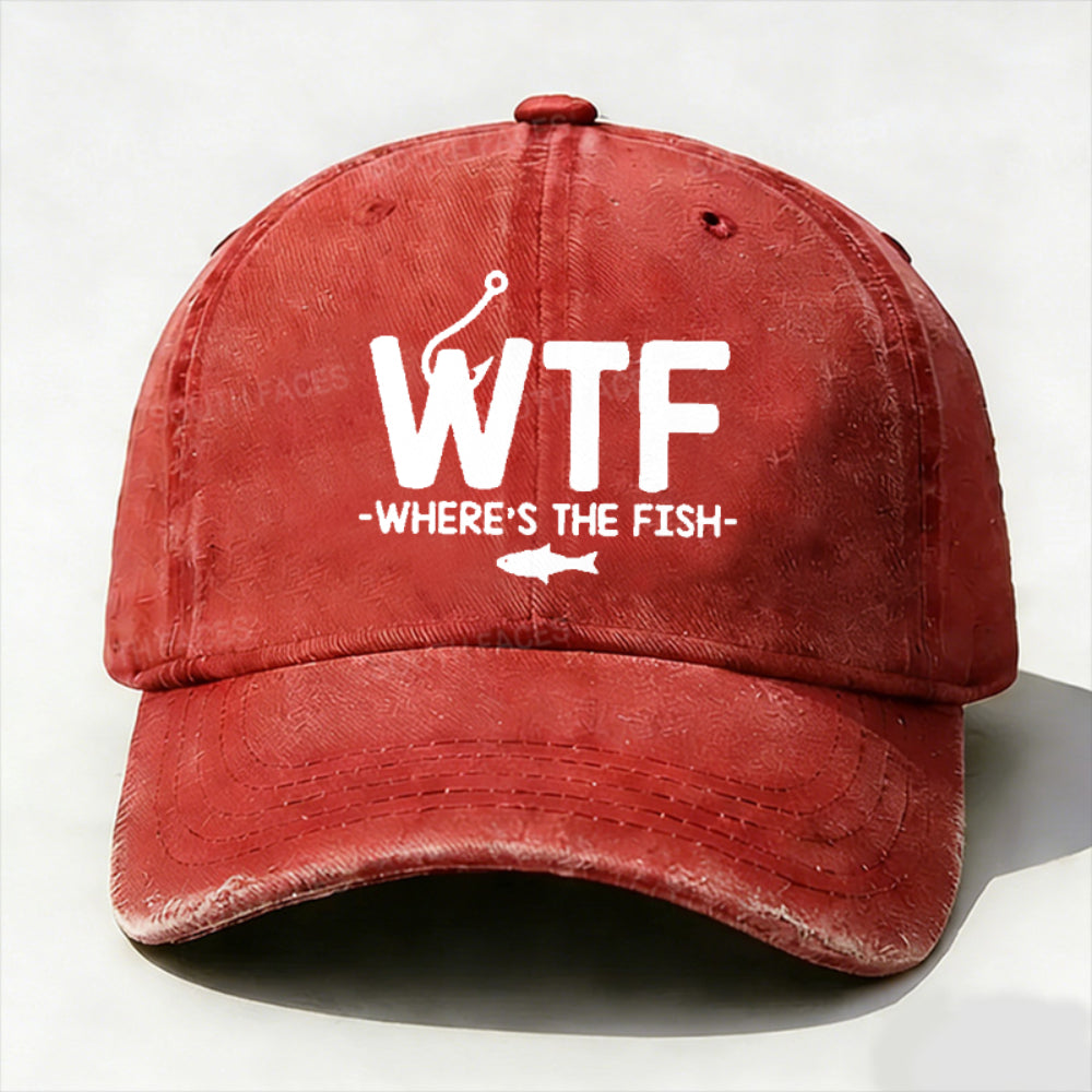 WTF - Where's The Fish Funny Print Hat