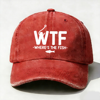 WTF - Where's The Fish Funny Print Hat