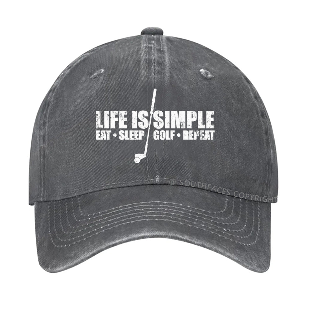 Life is simple eat sleep golf repeat hat