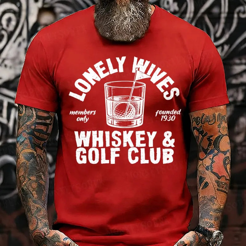 Lonely Wives Whiskey And Golf Club Funny T-Shirts