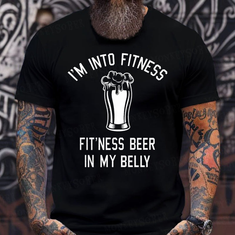I'm Into Fitness Fitting This Beer in My Belly Graphic Men's T-Shirts