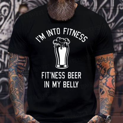 I'm Into Fitness Fitting This Beer in My Belly Graphic Men's T-Shirts